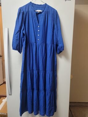 JJill Blue Tiered Button-Front Women's Dress